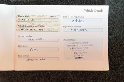 Lot 3 - 2002 Mazda MX5