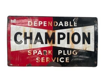 Lot 4 - Dependable Champion Spark Plug Service Enamel Sign