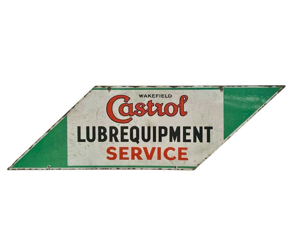 Castrol Service Sign Lot 8 - Castrol Lubrequipment Service Enamel Sign