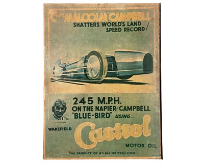 Lot 15 - Wakefield Castrol Motor Oil / Captain Malcolm Campbell Achievement Poster
